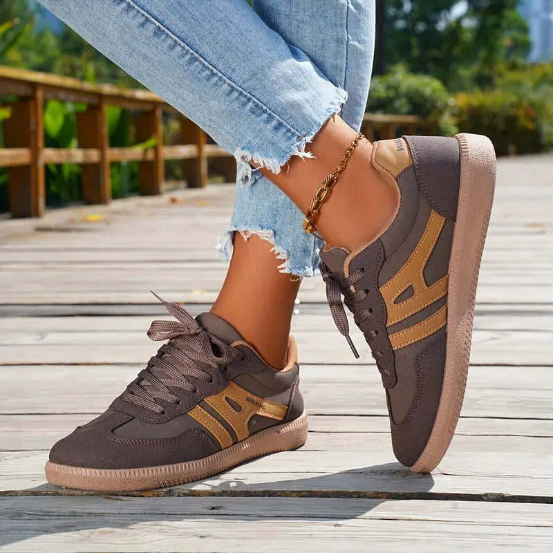 Elarova | Damen Lässige Turnschuhe Mit Niedrigem Absatz, Schnürung Mode Schuhe