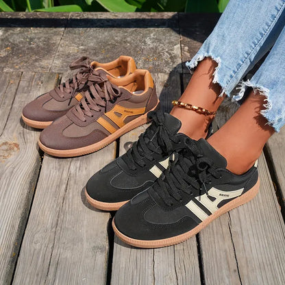 Elarova | Damen Lässige Turnschuhe Mit Niedrigem Absatz, Schnürung Mode Schuhe