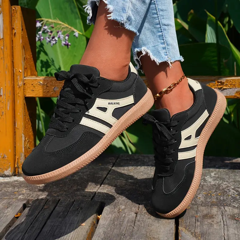 Elarova | Damen Lässige Turnschuhe Mit Niedrigem Absatz, Schnürung Mode Schuhe