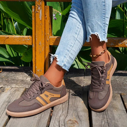 Elarova | Damen Lässige Turnschuhe Mit Niedrigem Absatz, Schnürung Mode Schuhe