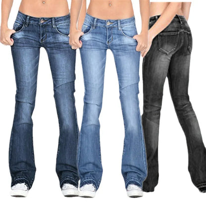 Elarova | Damen Low Rise Flared Jeans: Lässige Vintage Skinny Bell Bottom Jeans