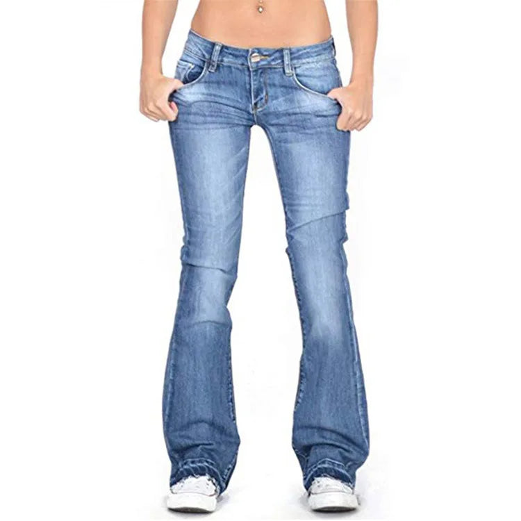 Elarova | Damen Low Rise Flared Jeans: Lässige Vintage Skinny Bell Bottom Jeans