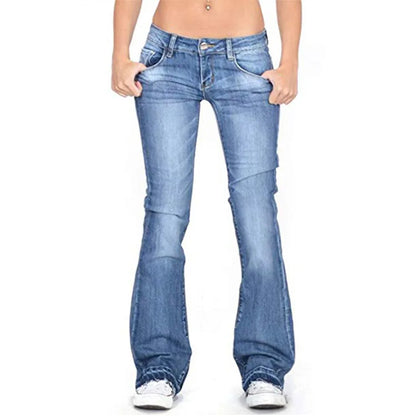 Elarova | Damen Low Rise Flared Jeans: Lässige Vintage Skinny Bell Bottom Jeans