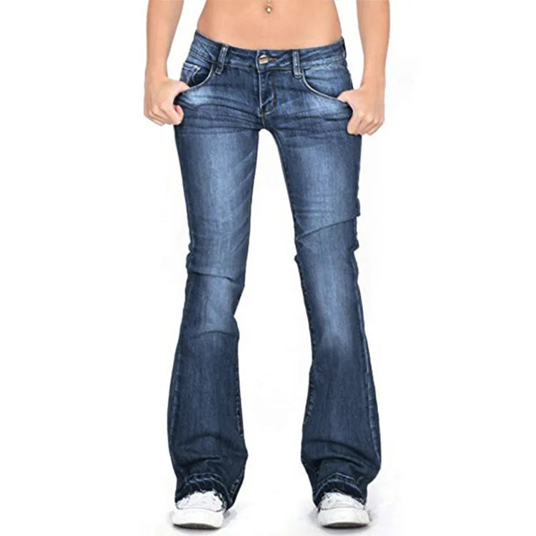 Elarova | Damen Low Rise Flared Jeans: Lässige Vintage Skinny Bell Bottom Jeans