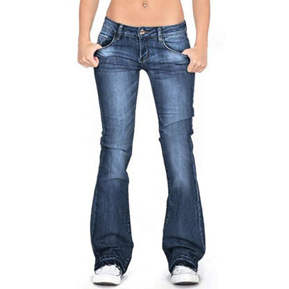 Elarova | Damen Low Rise Flared Jeans: Lässige Vintage Skinny Bell Bottom Jeans