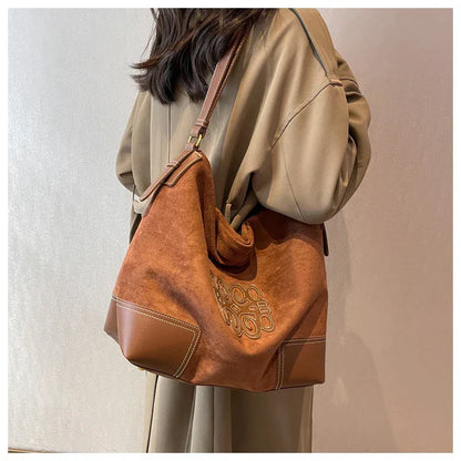 Elarova | Damen Luxus Marke Messenger Taschen Retro Braun Crossbody Tote Taschen Eimer Clutch Tasche Einkauf Große Kapazität Reisetasche