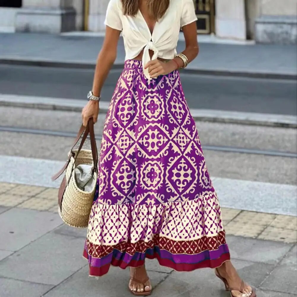 Elarova | Damen Maxi Rock Hoch Tailliert & Fließendes Design
