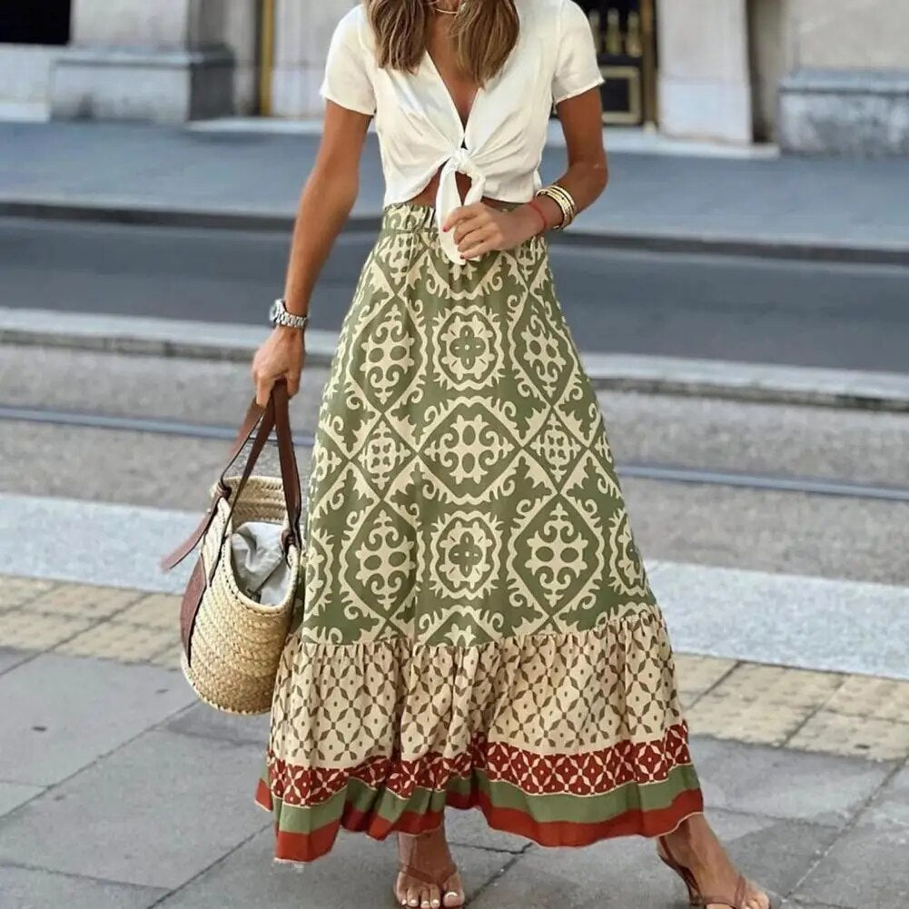 Elarova | Damen Maxi Rock Hoch Tailliert & Fließendes Design