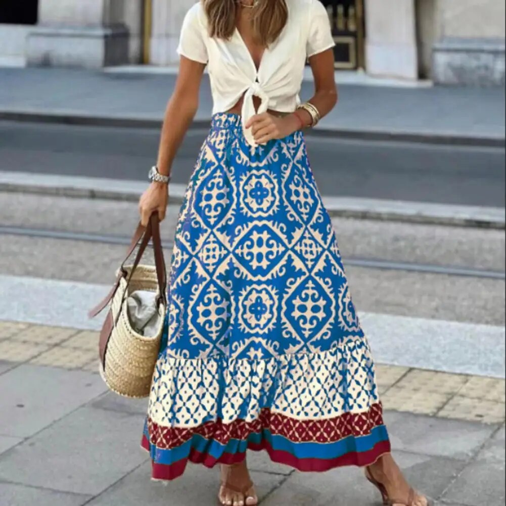 Elarova | Damen Maxi Rock Hoch Tailliert & Fließendes Design