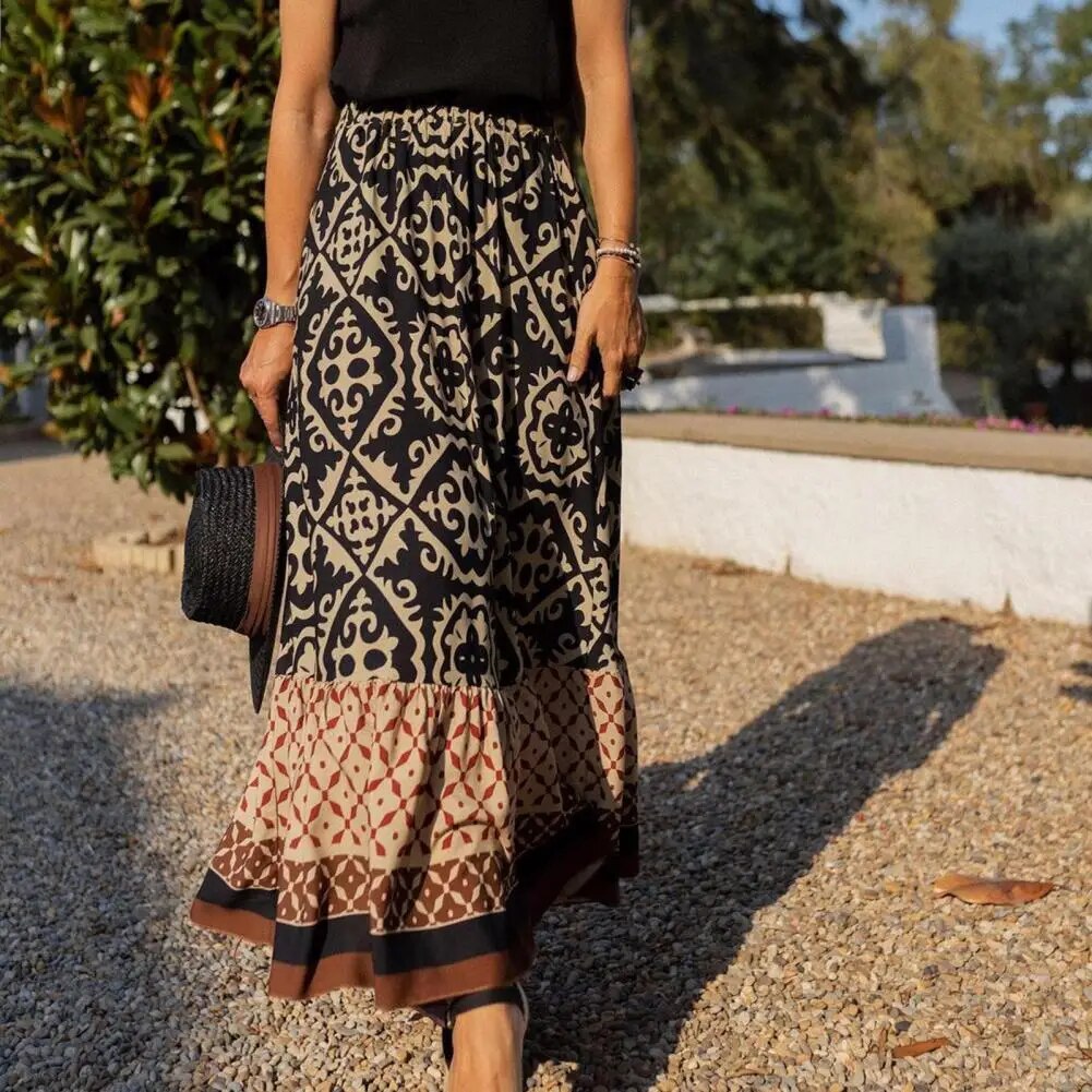 Elarova | Damen Maxi Rock Hoch Tailliert & Fließendes Design