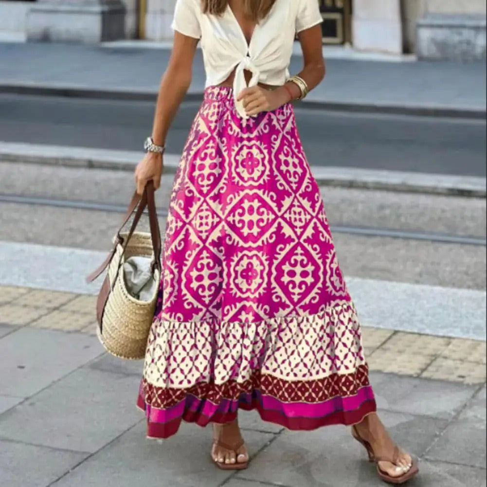 Elarova | Damen Maxi Rock Hoch Tailliert & Fließendes Design