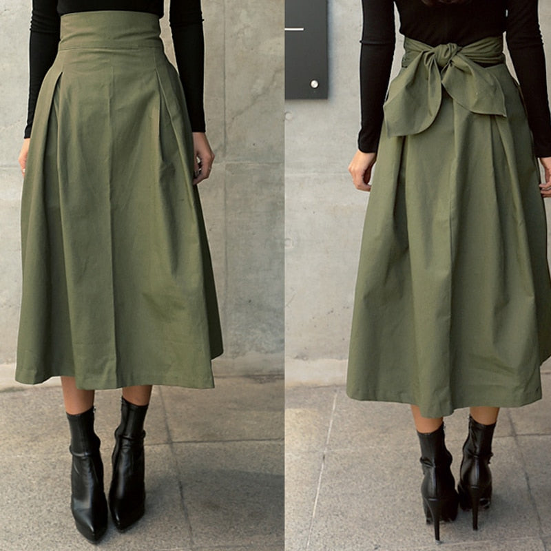 Elarova | Damen Midi Rock Hoch Tailliert für Stil und Komfort