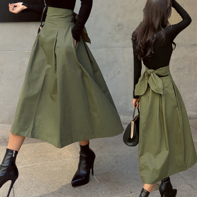 Elarova | Damen Midi Rock Hoch Tailliert für Stil und Komfort