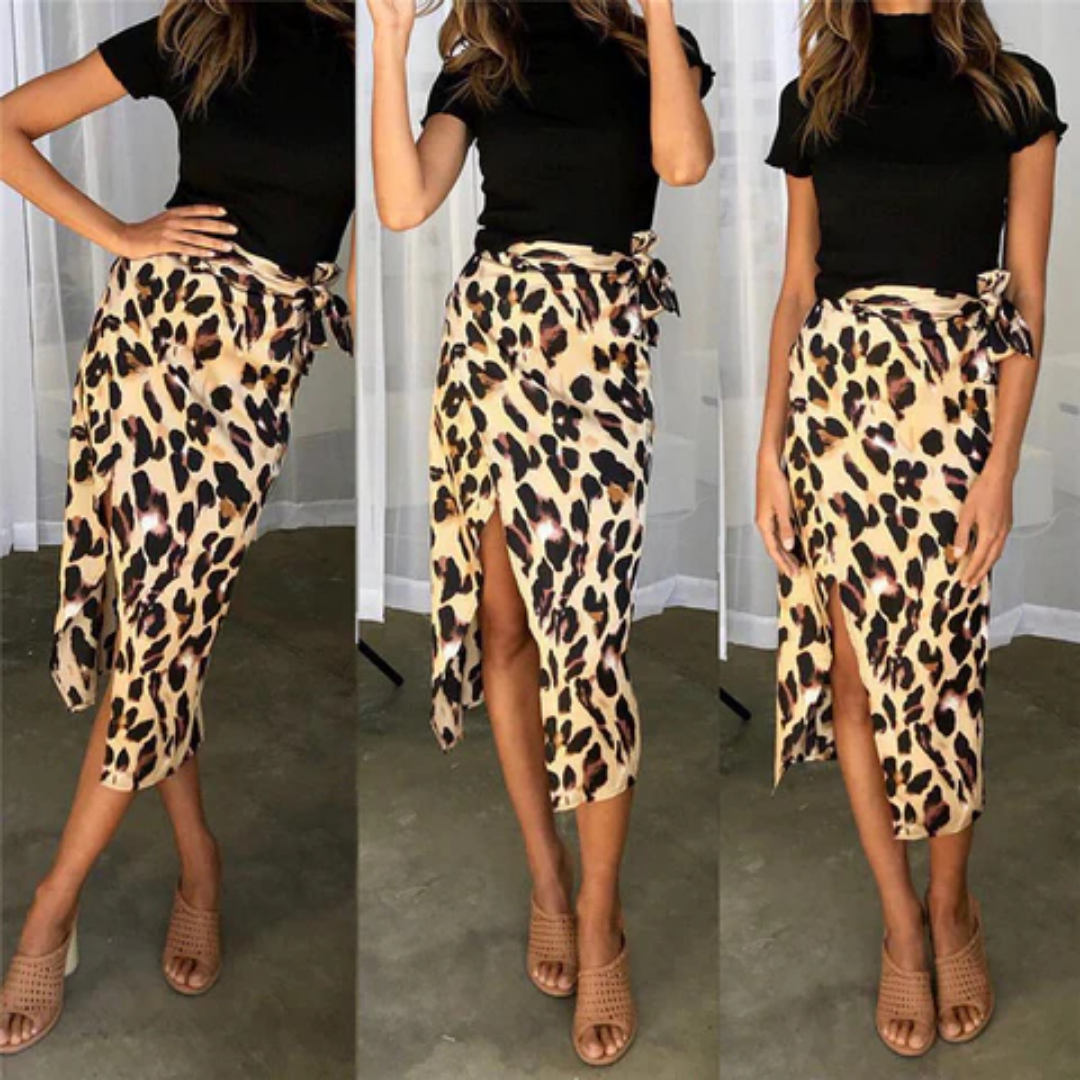 Elarova | Damen Midi Rock mit Leopard-Print und Femininer Silhouette