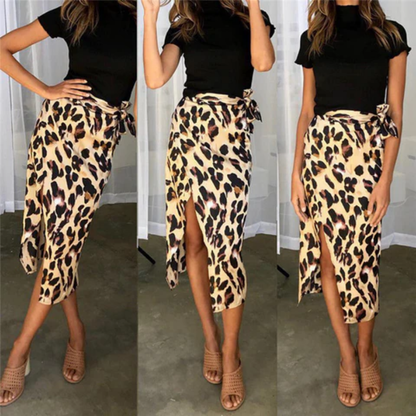 Elarova | Damen Midi Rock mit Leopard-Print und Femininer Silhouette