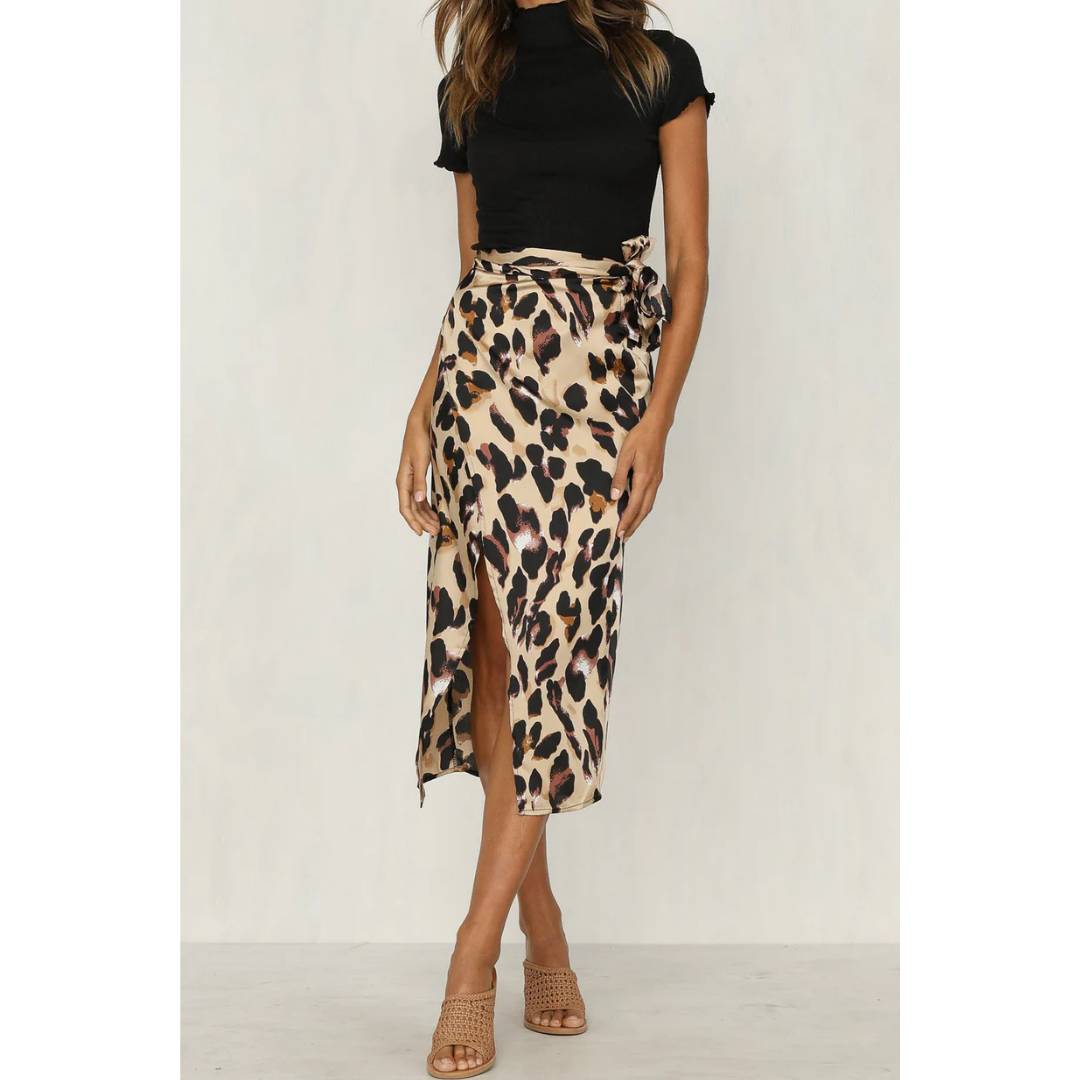 Elarova | Damen Midi Rock mit Leopard-Print und Femininer Silhouette