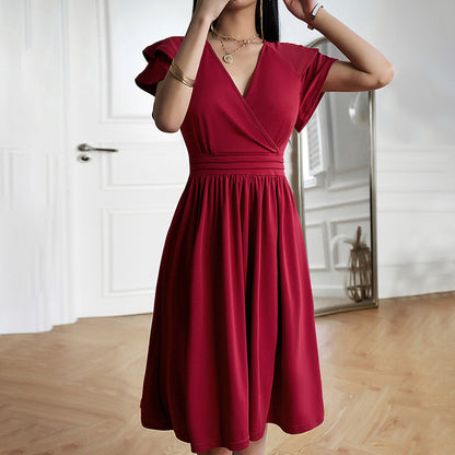Elarova | Damen Midikleid mit V-Ausschnitt für Elegante Anlässe