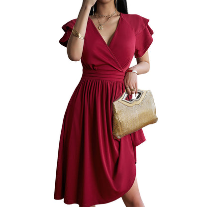 Elarova | Damen Midikleid mit V-Ausschnitt für Elegante Anlässe