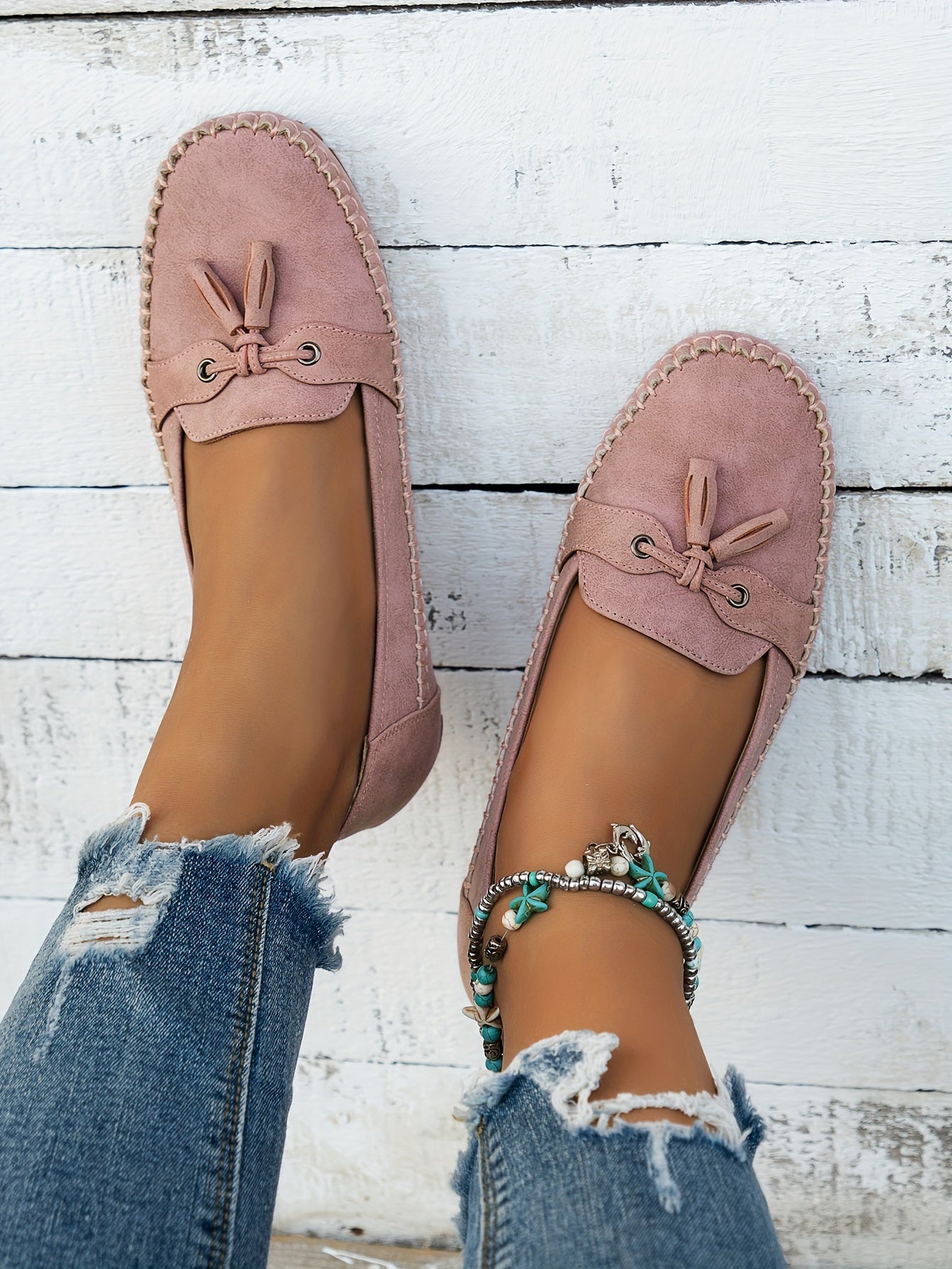 Elarova | Damen Mokassins Schwarz mit Vintage-Eleganz und Rutschfester Sohle