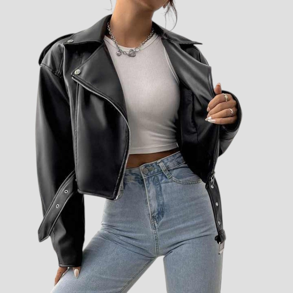 Elarova | Damen-Motorradjacke aus Kunstleder