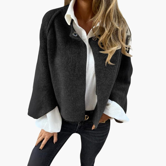 Elarova | Damen Open Jacke mit Rundhalsausschnitt und langen Ärmeln