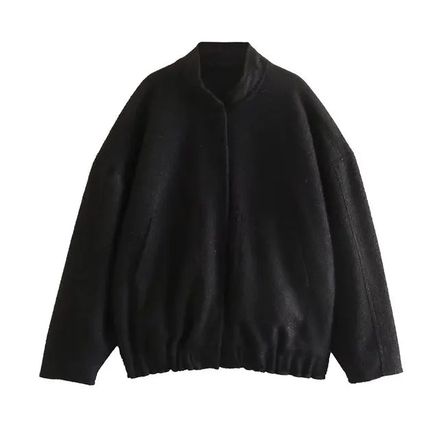 Elarova | Damen Oversize-Bomberjacke mit Taschen und Druckknopf-Design