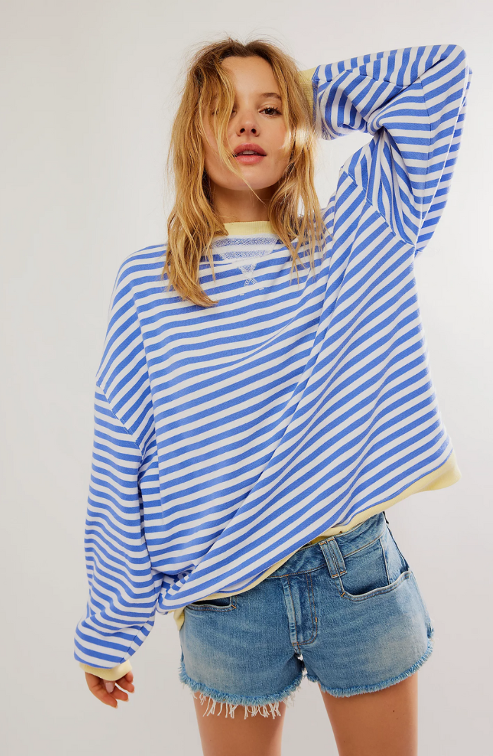 Elarova | Damen Oversized Gestreiftes Sweatshirt