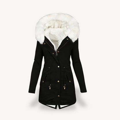 Elarova | Damen-Parka mit Kunstpelz-Kapuze