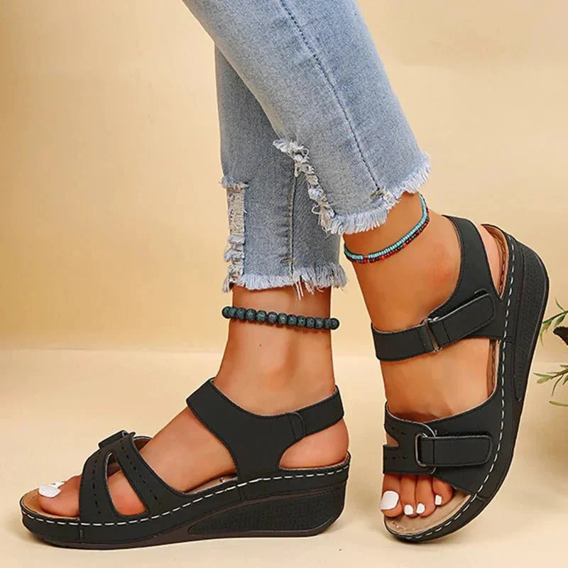 Elarova | Damen Plateau-Sandalen mit Verstellbaren Riemen & Komfort