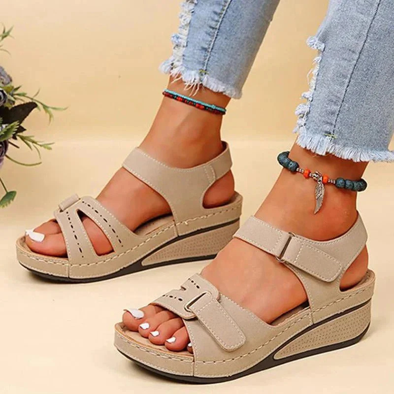 Elarova | Damen Plateau-Sandalen mit Verstellbaren Riemen & Komfort