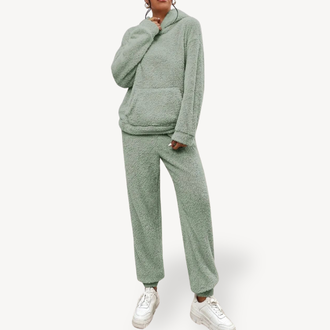 Elarova | Damen Plüsch Fleece Loungewear Set Hoodie