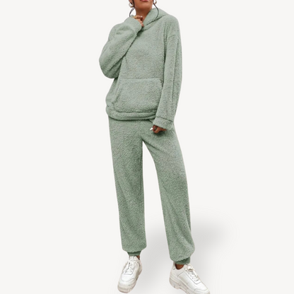 Elarova | Damen Plüsch Fleece Loungewear Set Hoodie