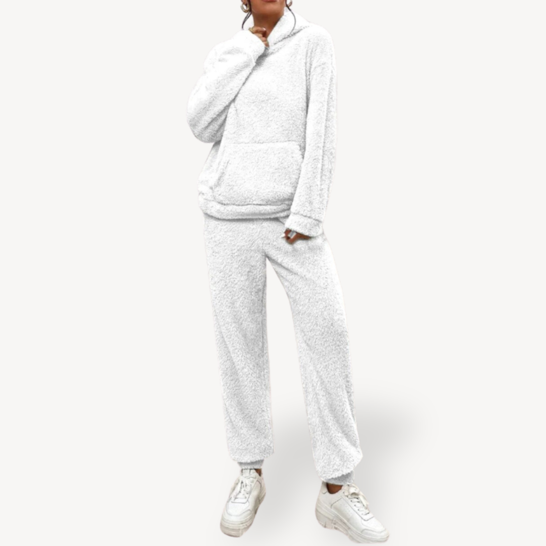 Elarova | Damen Plüsch Fleece Loungewear Set Hoodie