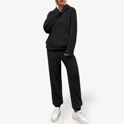 Elarova | Damen Plüsch Fleece Loungewear Set Hoodie