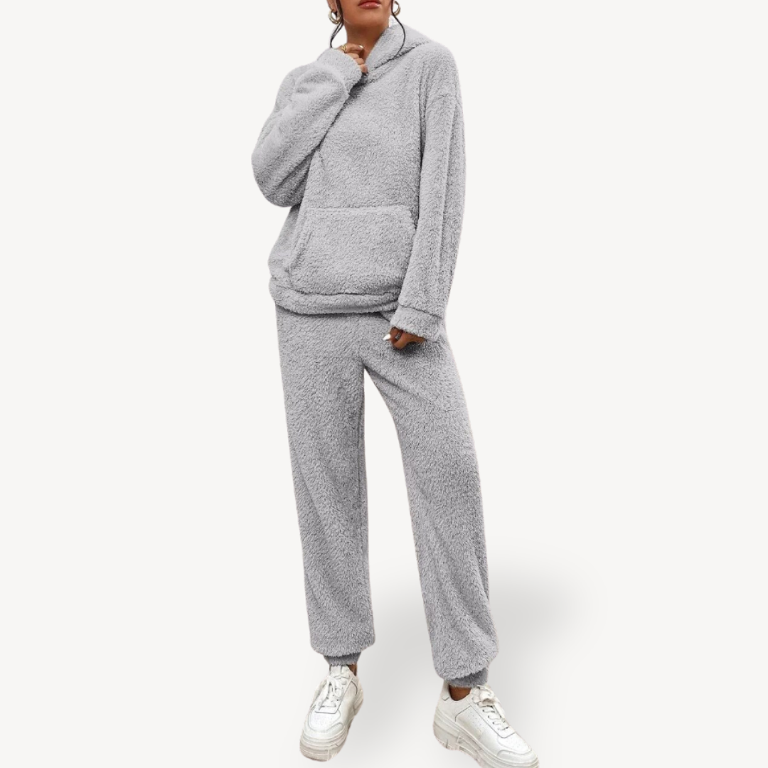 Elarova | Damen Plüsch Fleece Loungewear Set Hoodie