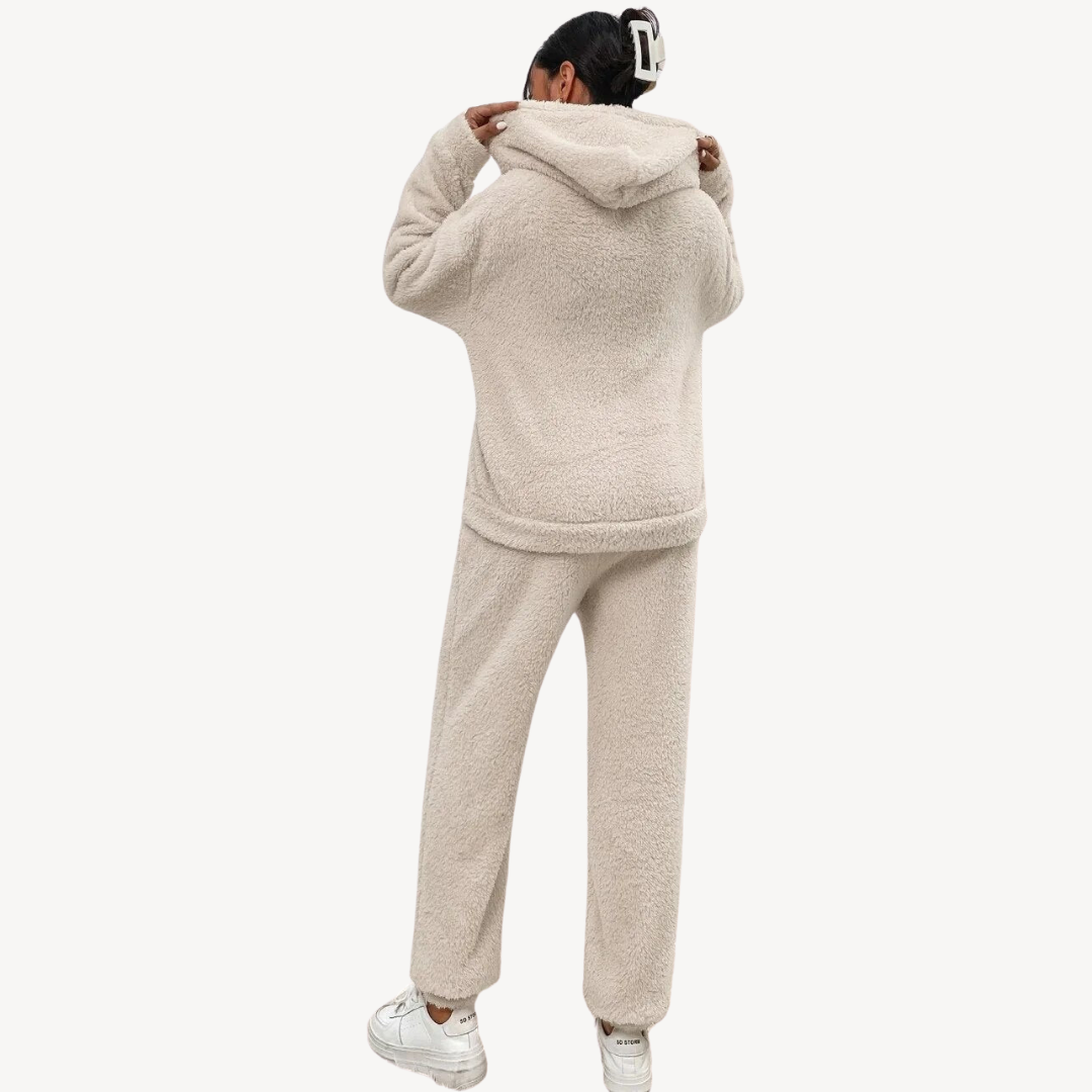 Elarova | Damen Plüsch Fleece Loungewear Set Hoodie