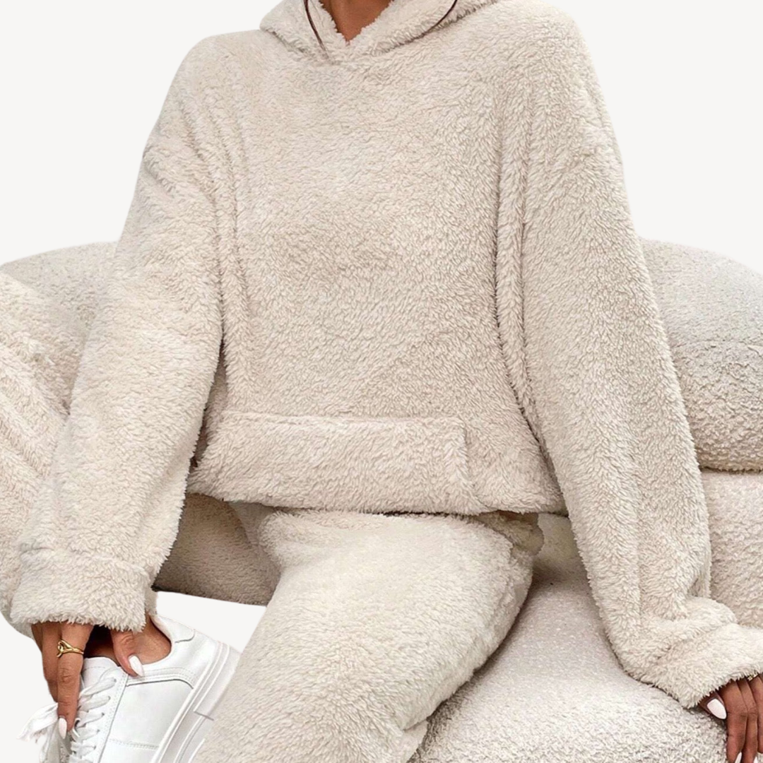 Elarova | Damen Plüsch Fleece Loungewear Set Hoodie