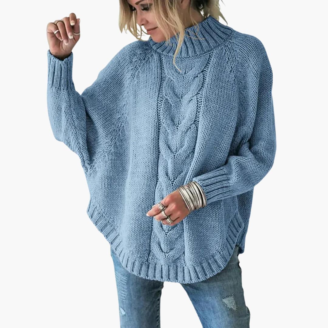 Elarova | Damen Pullover mit Rollkragen und Zopfmuster