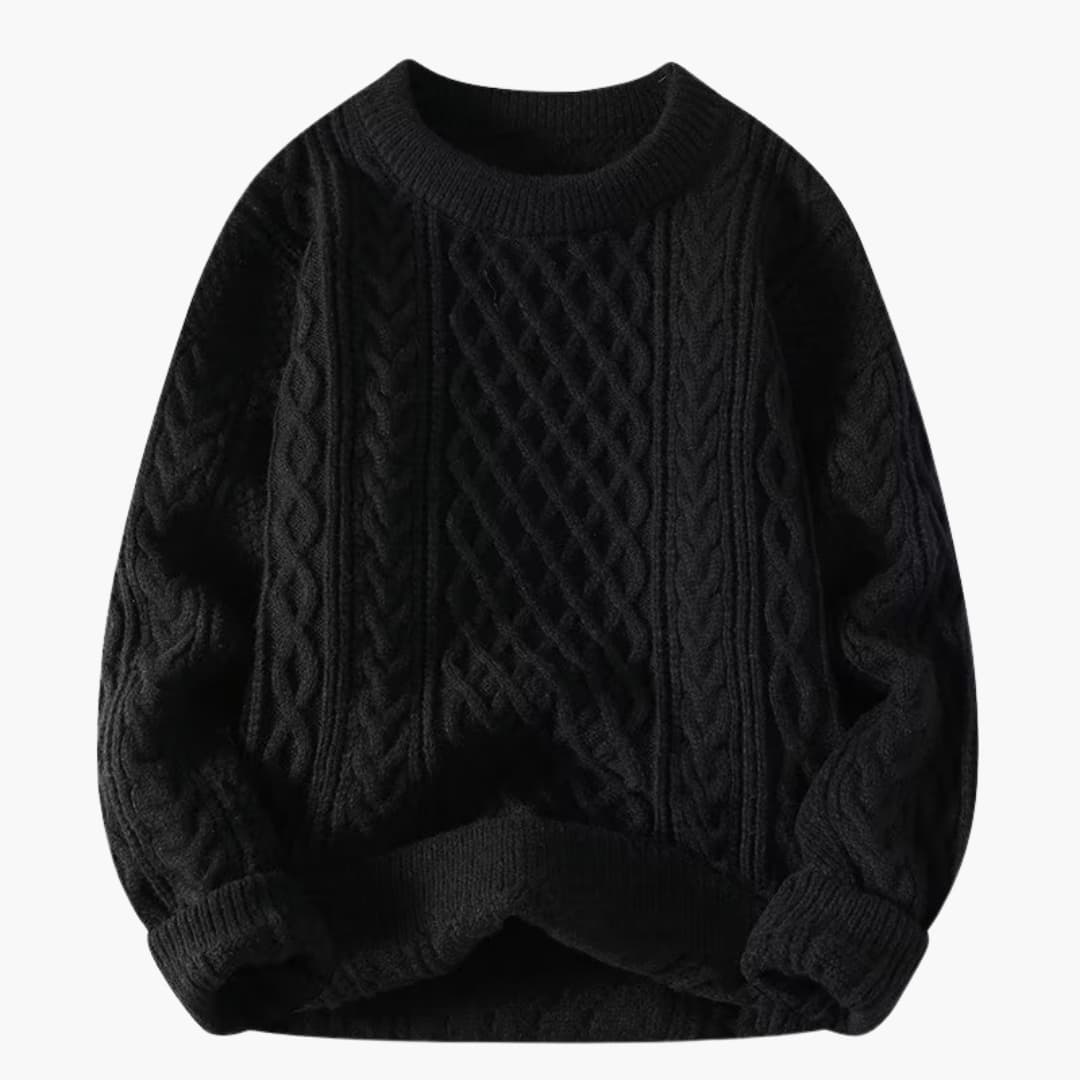 Elarova | Damen Pullover mit Rundhalsausschnitt und Zopfmuster