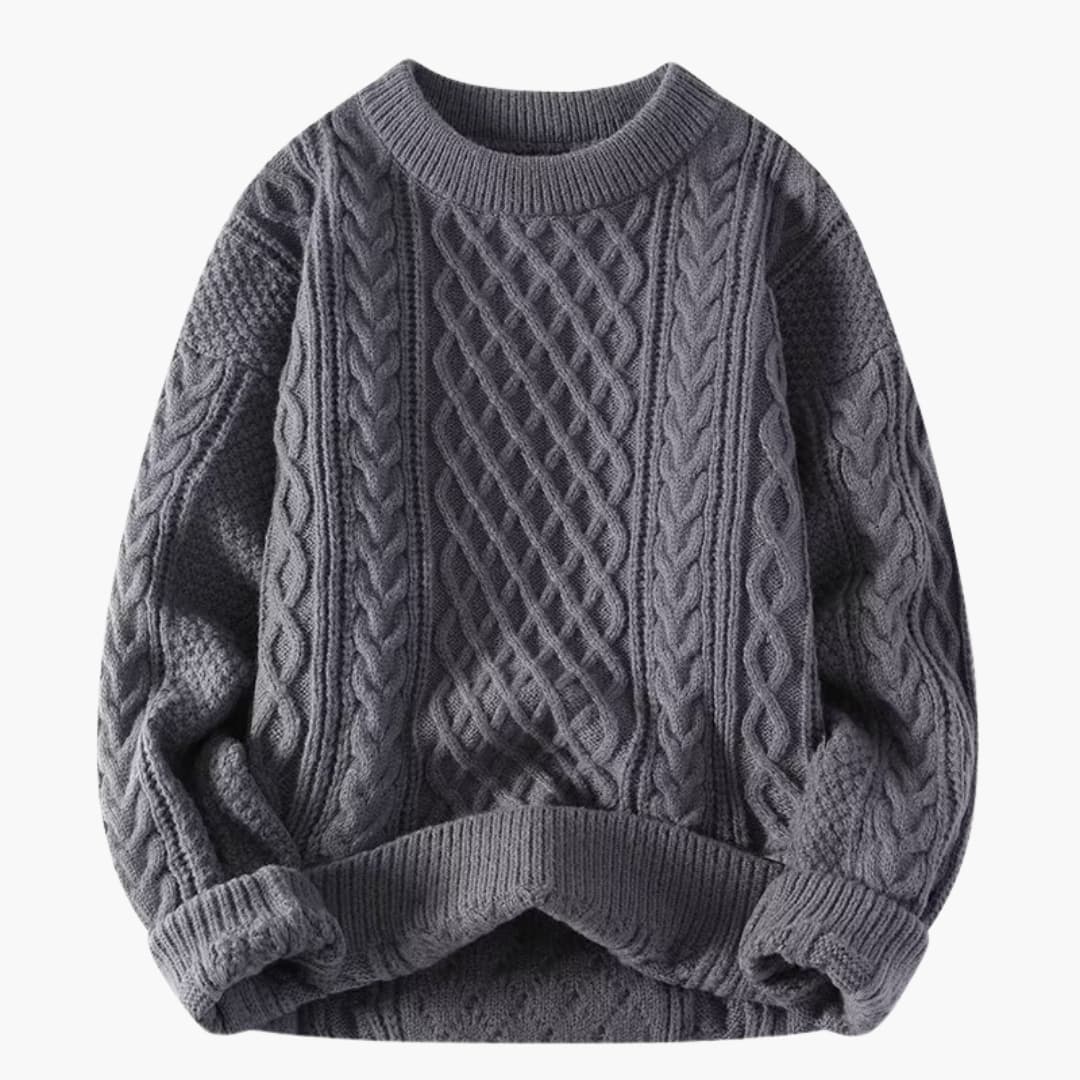 Elarova | Damen Pullover mit Rundhalsausschnitt und Zopfmuster