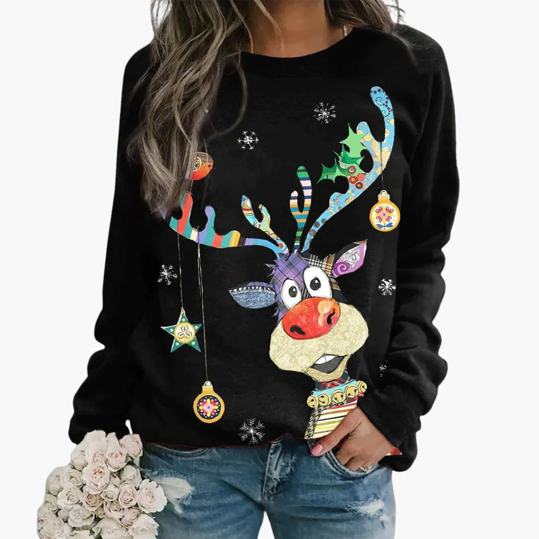 Elarova | Damen Pullover mit Rundhalsausschnitt und gerippter Oberfläche