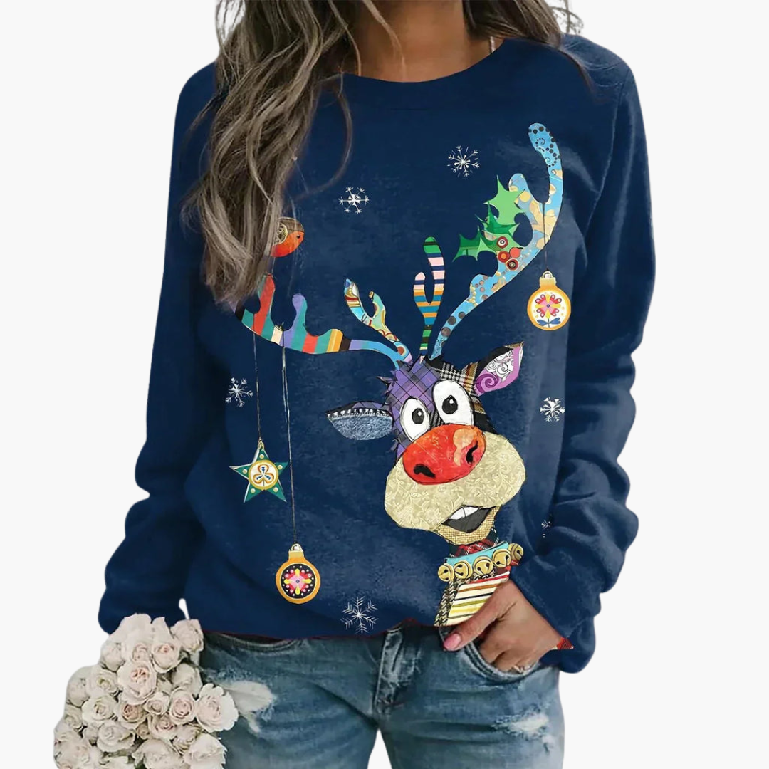 Elarova | Damen Pullover mit Rundhalsausschnitt und gerippter Oberfläche