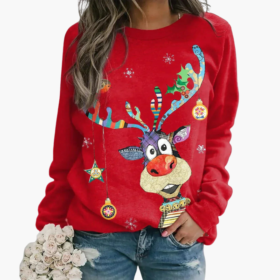 Elarova | Damen Pullover mit Rundhalsausschnitt und gerippter Oberfläche