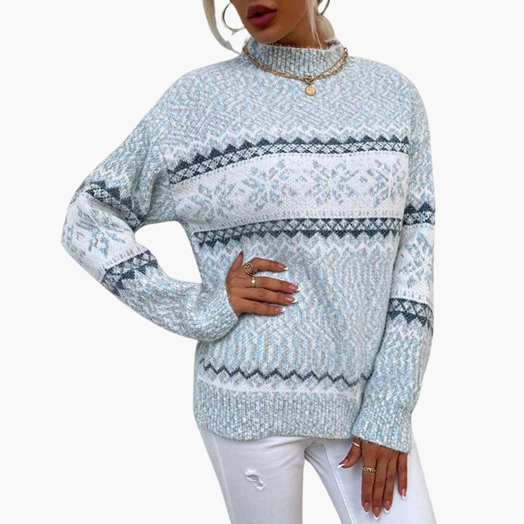 Elarova | Damen Pullover mit Schneeflockenmuster