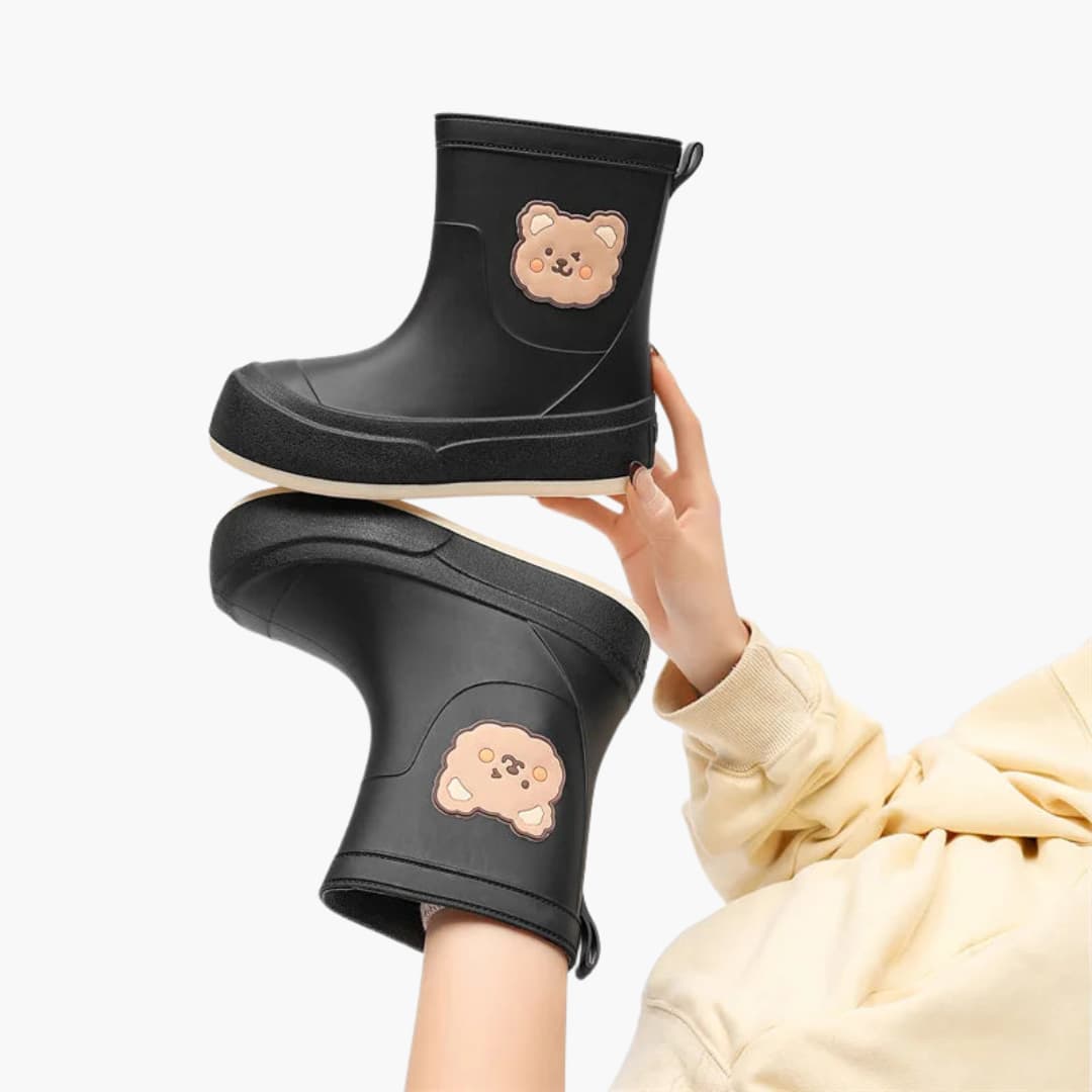 Elarova | Damen Regenstiefel mit Bärenmotiv und strukturierter Sohle