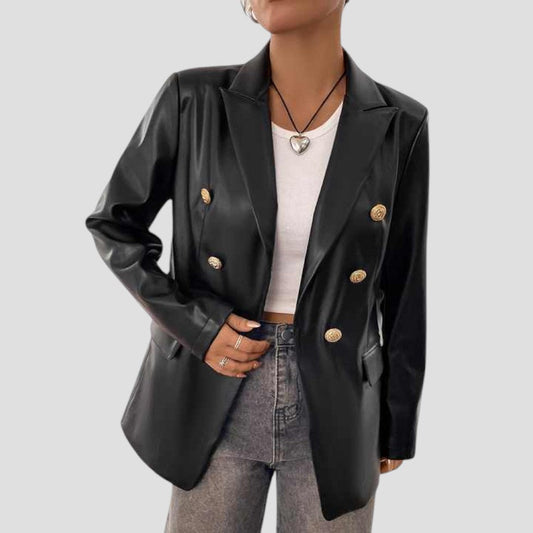 Elarova | Damen Retro-Blazer aus Kunstleder