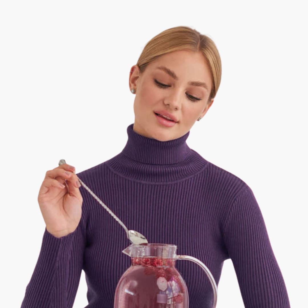 Elarova | Damen Rollkragenpullover mit gerippter Oberfläche und langen Ärmeln