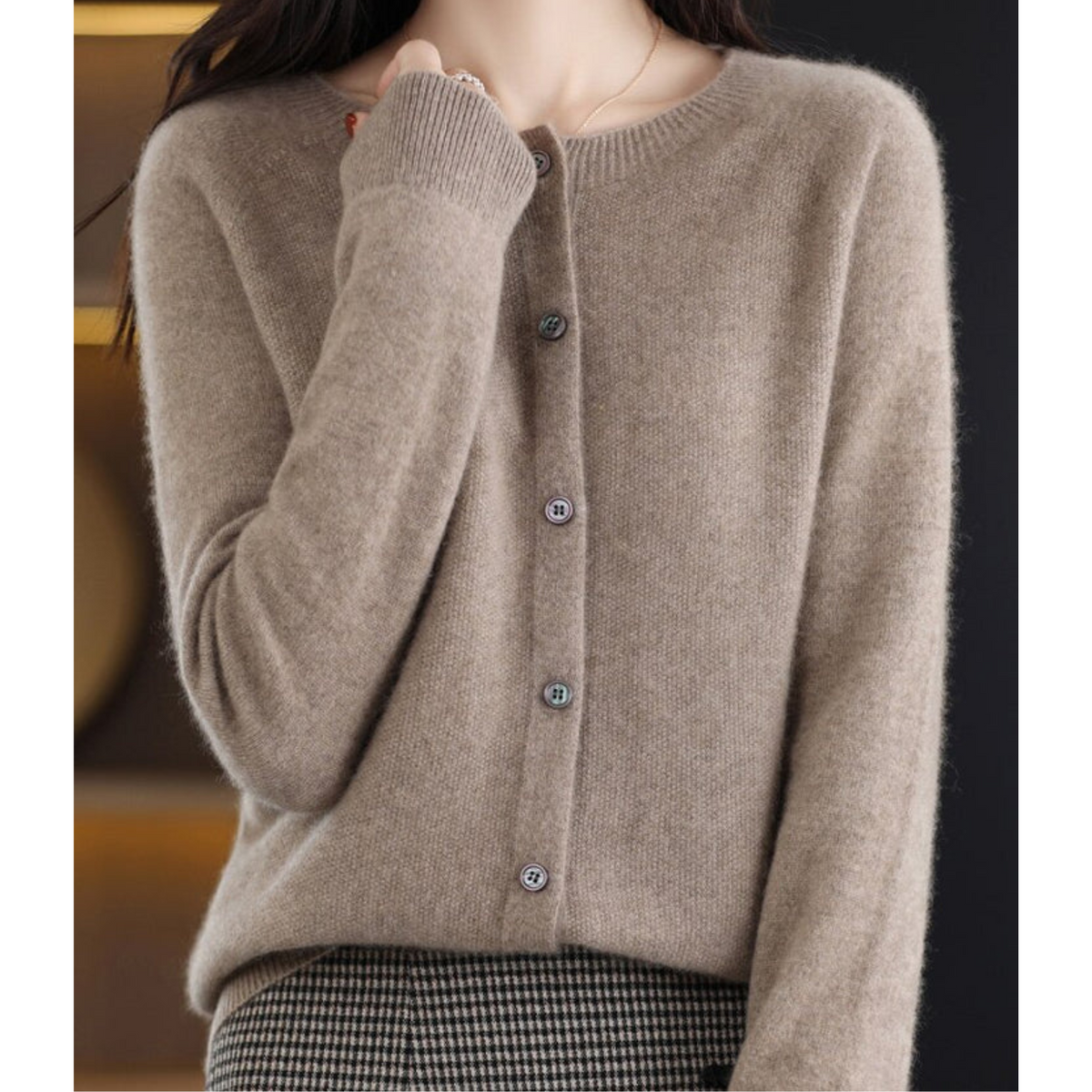 Elarova | Damen Rundhals Cardigan Pullover