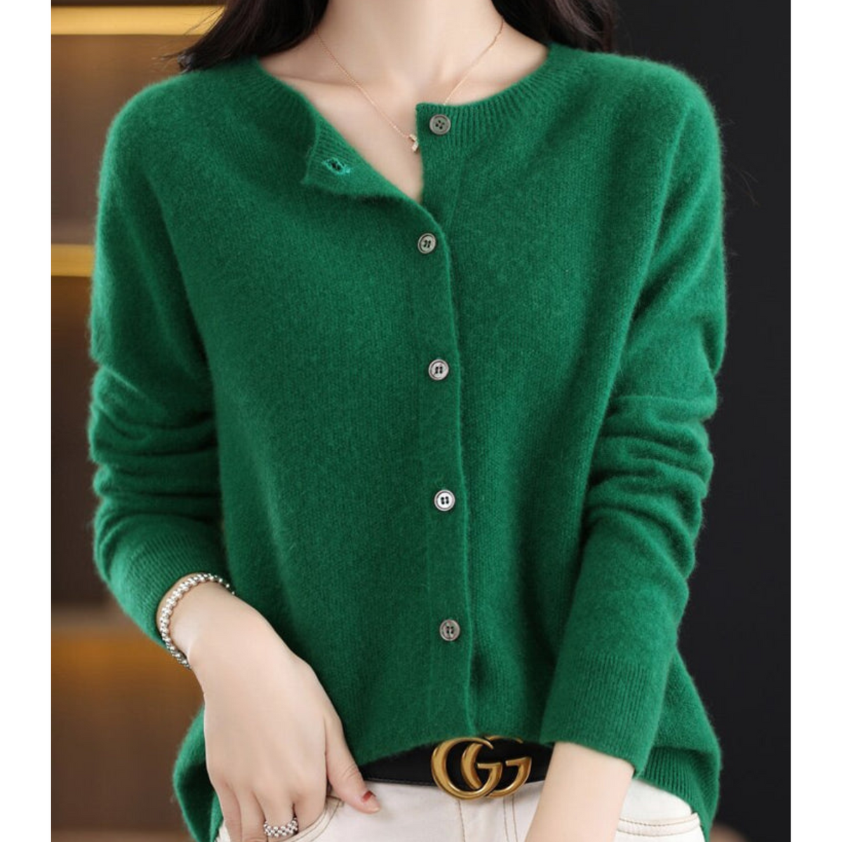 Elarova | Damen Rundhals Cardigan Pullover
