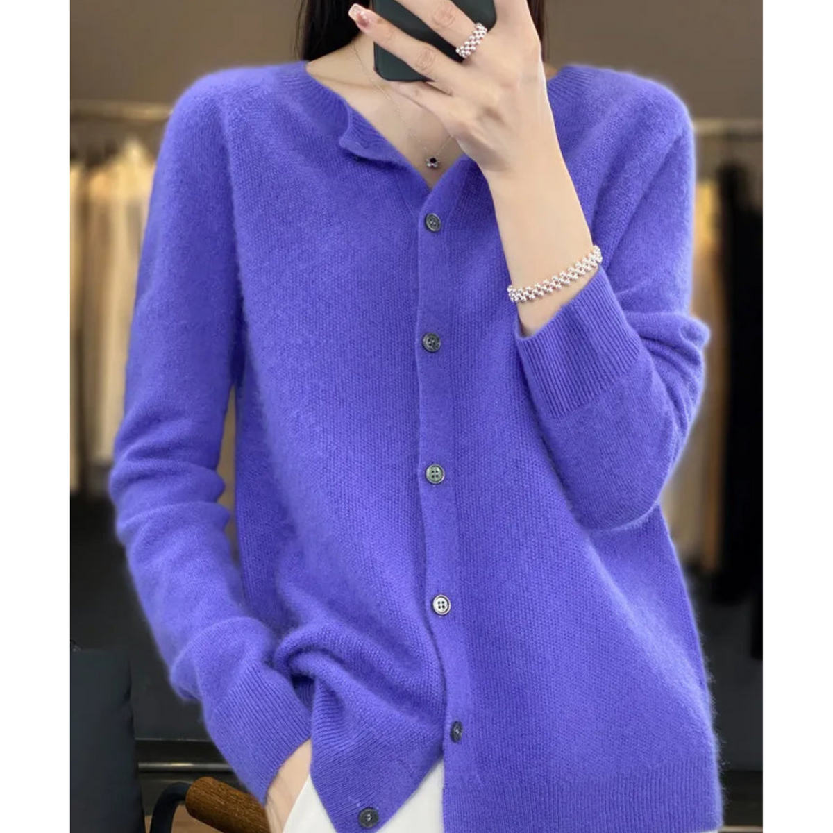 Elarova | Damen Rundhals Cardigan Pullover